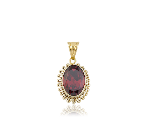 Altın Güverseli Garnet (Kırmızı) Renk Kolye