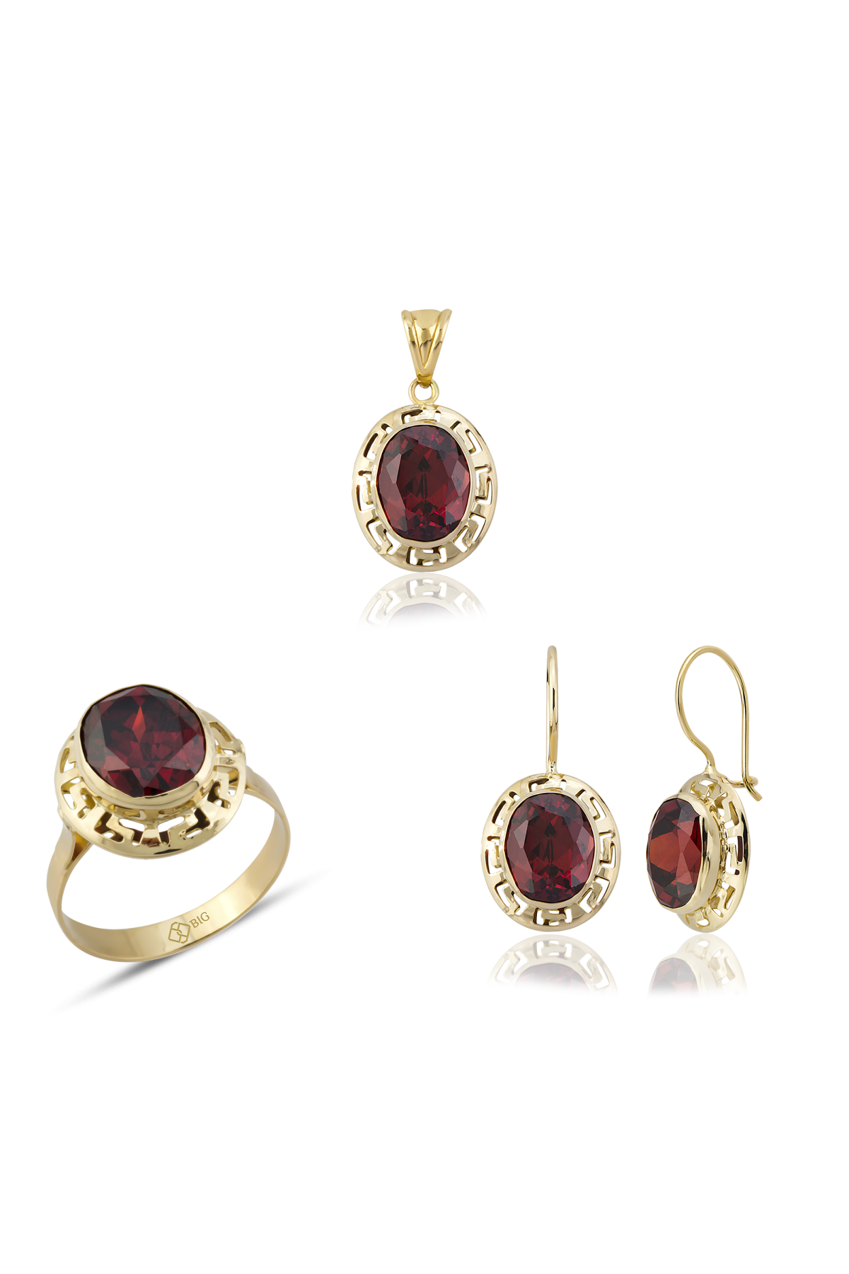 Altın Grek Garnet (Kırmızı) Renk Üçlü Set