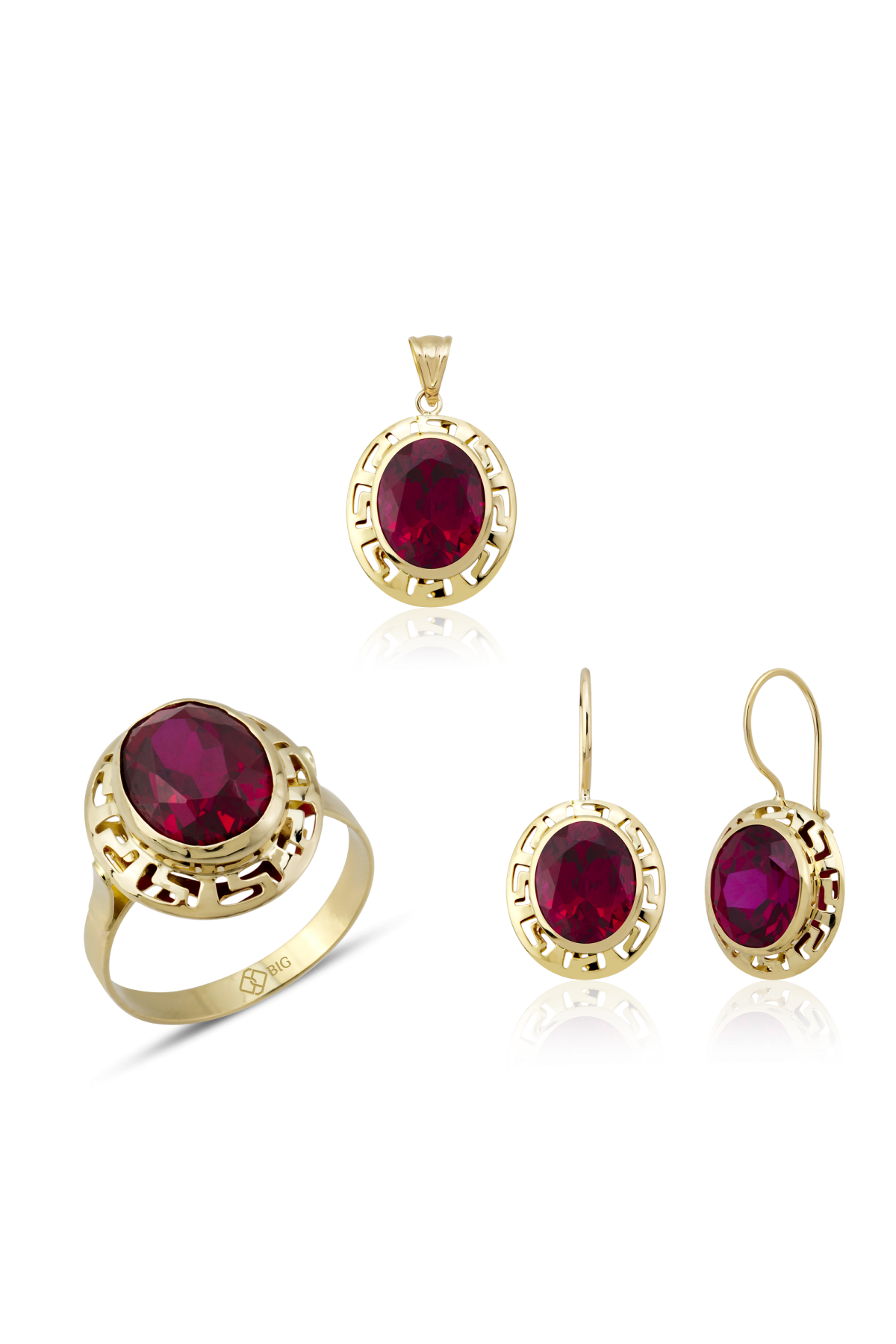 Altın Grek Yakut (Ruby) Renk Üçlü Set