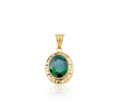 Altın Grek Zümrüt Yeşili Kolye