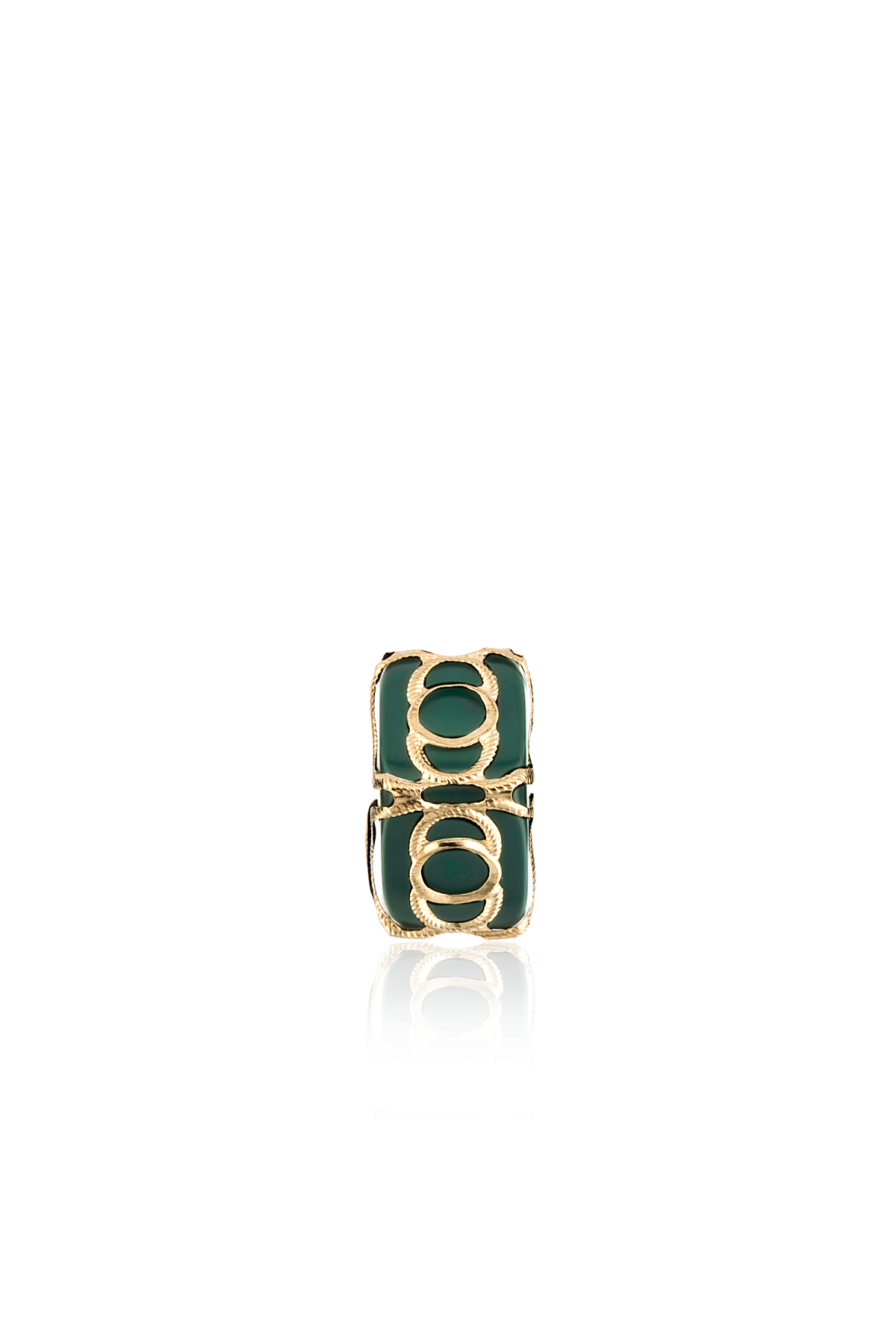 Altın Telkari Motifli Yuvarlak Desenli Yeşil Küp Bodrum Nazarlığı