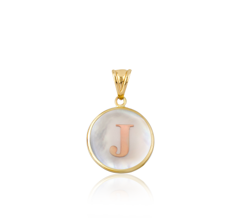 Kırmızı Altın J Harfi Sedef Kolye Ucu