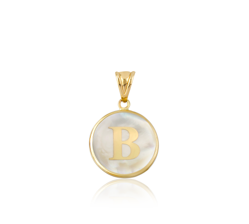 Altın B Harfi Sedef Kolye Ucu