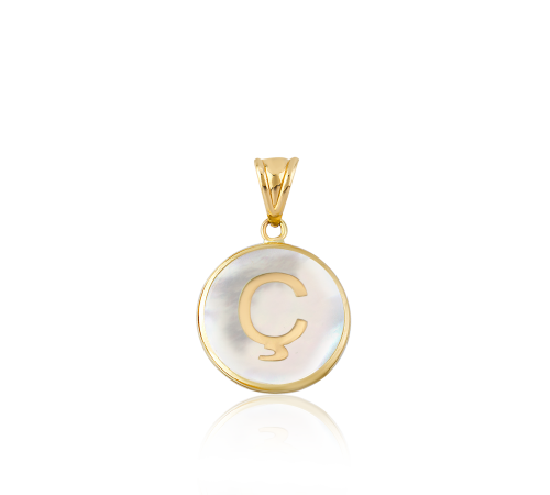 Altın Ç Harfi Sedef Kolye Ucu