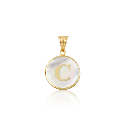 Altın C Harfi Sedef Kolye Ucu