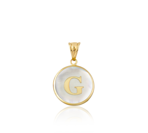 Altın G Harfi Sedef Kolye Ucu