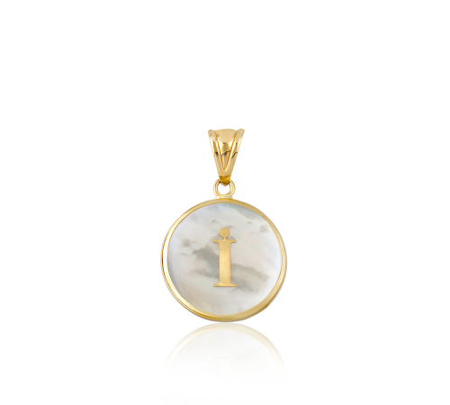 Altın İ Harfi Sedef Kolye Ucu