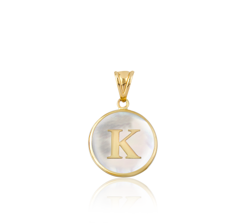 Altın K Harfi Sedef Kolye Ucu
