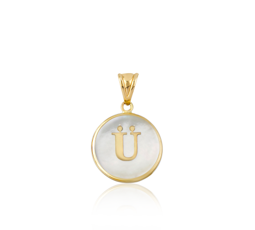 Altın Ü Harfi Sedef Kolye Ucu
